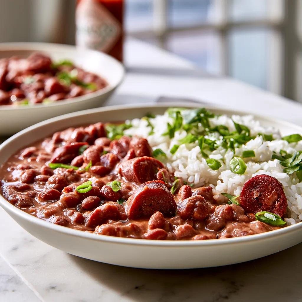 Serving example of Mom's New Orleans Red Beans and Rice