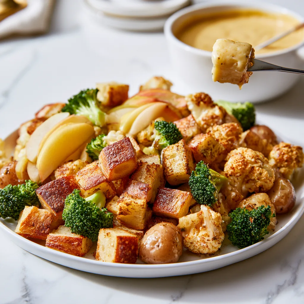 Serving example of the American fondue