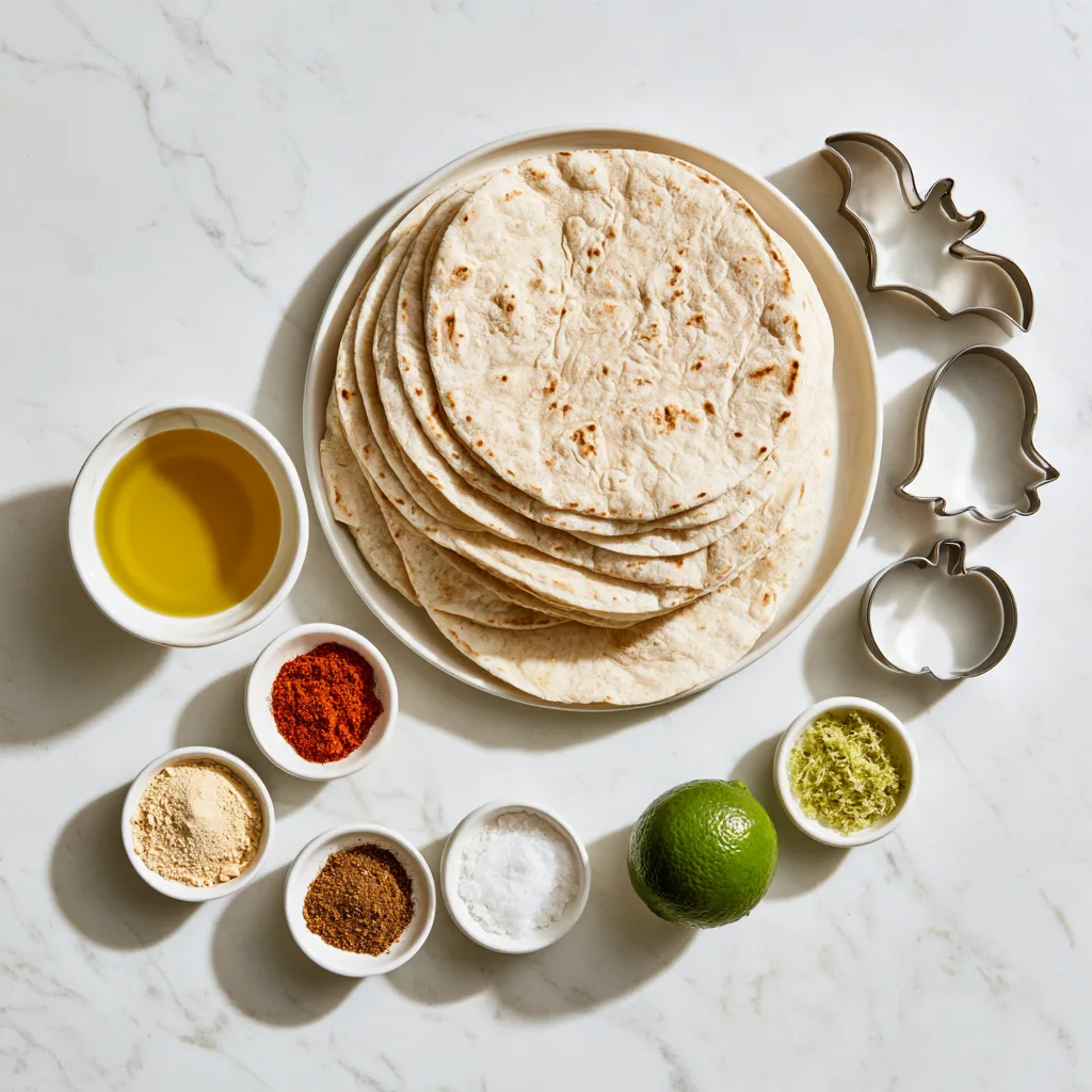Ingredients needed to make Baked halloween tortilla chips
