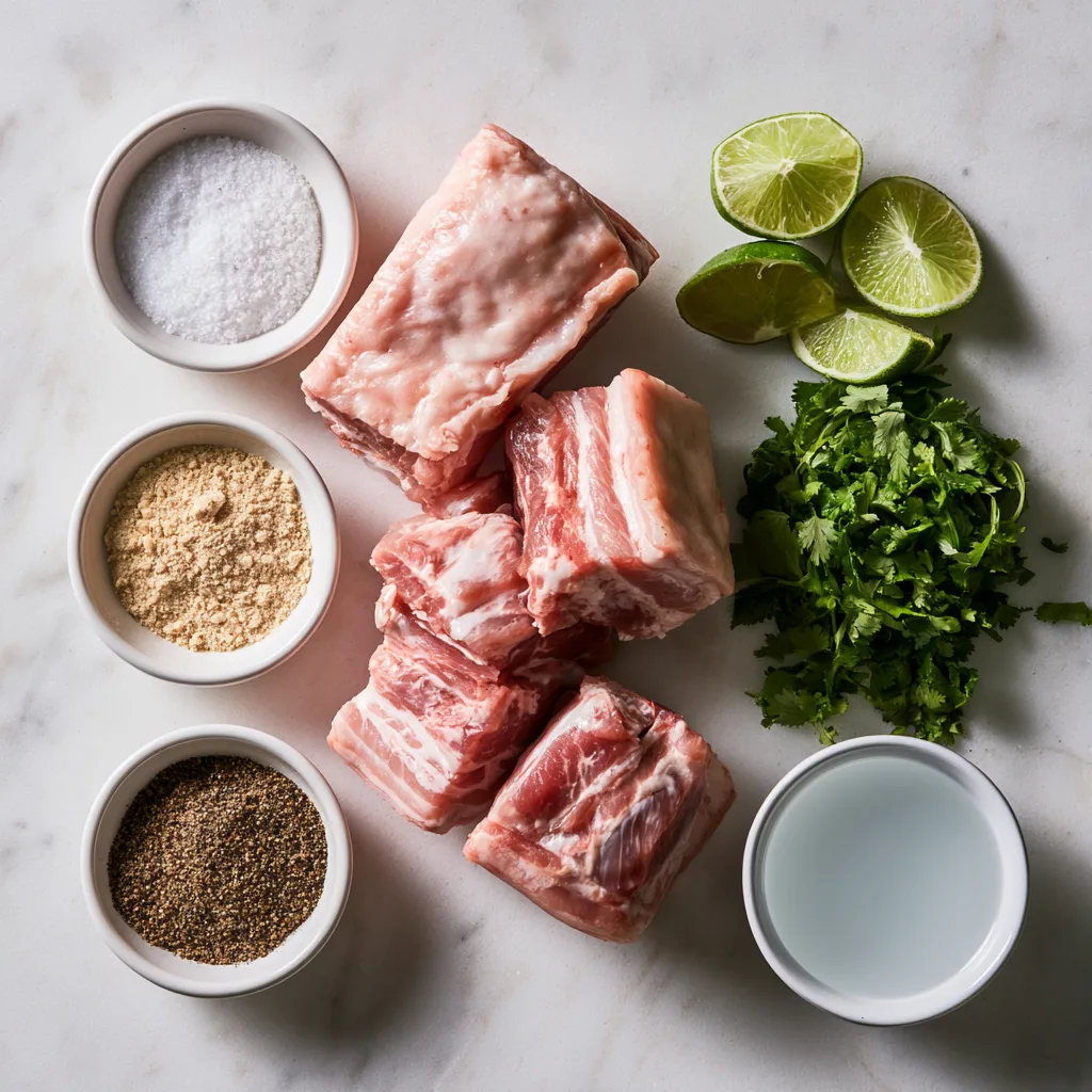 Ingredients needed to make chicharrones.
