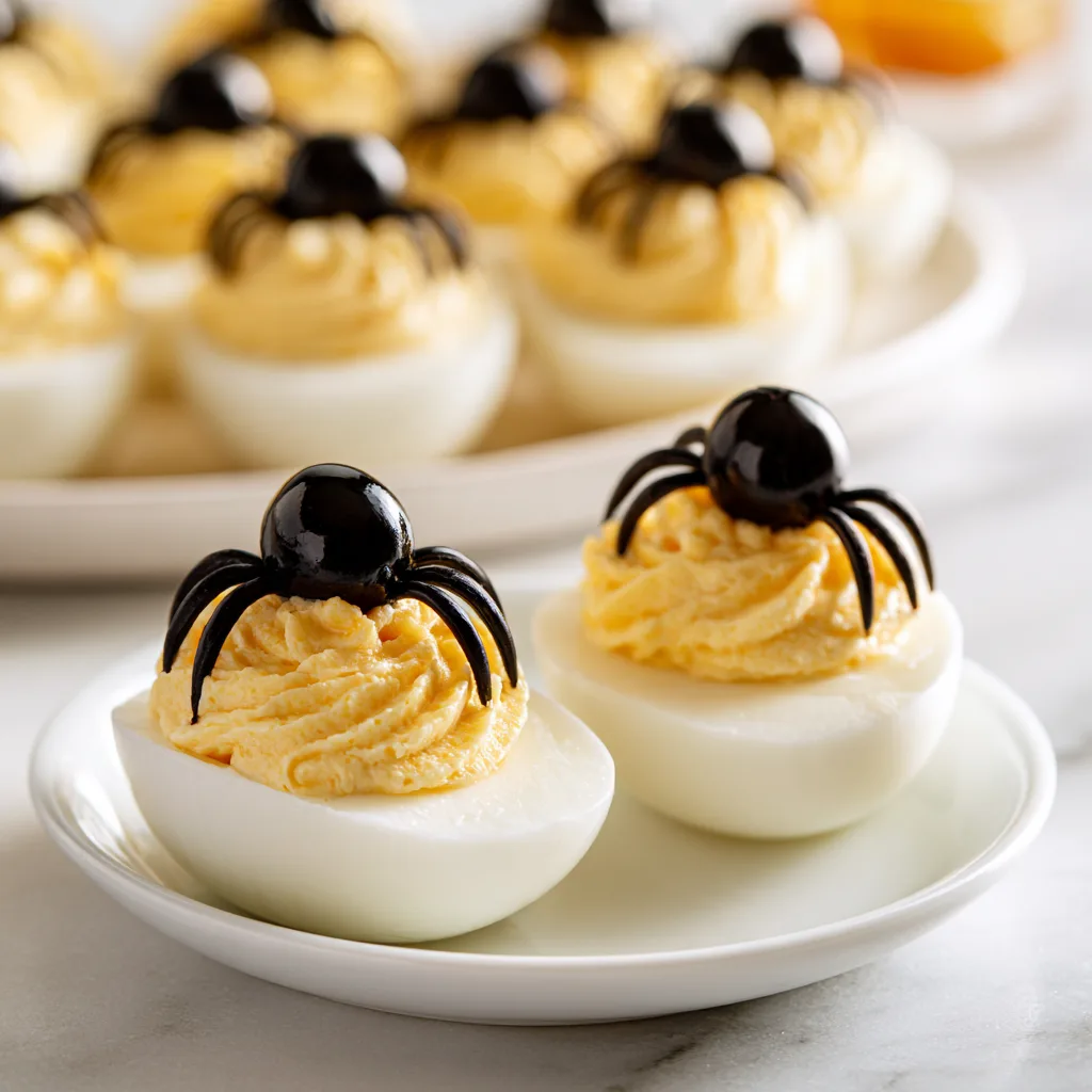 Serving example of halloween devilled eggs