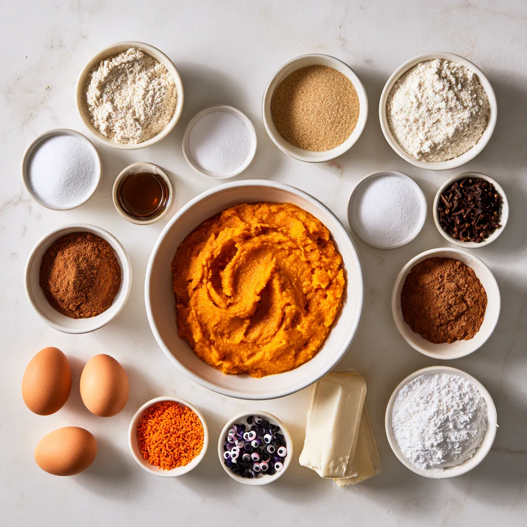 Ingredients needed to make Halloween pumpking bar