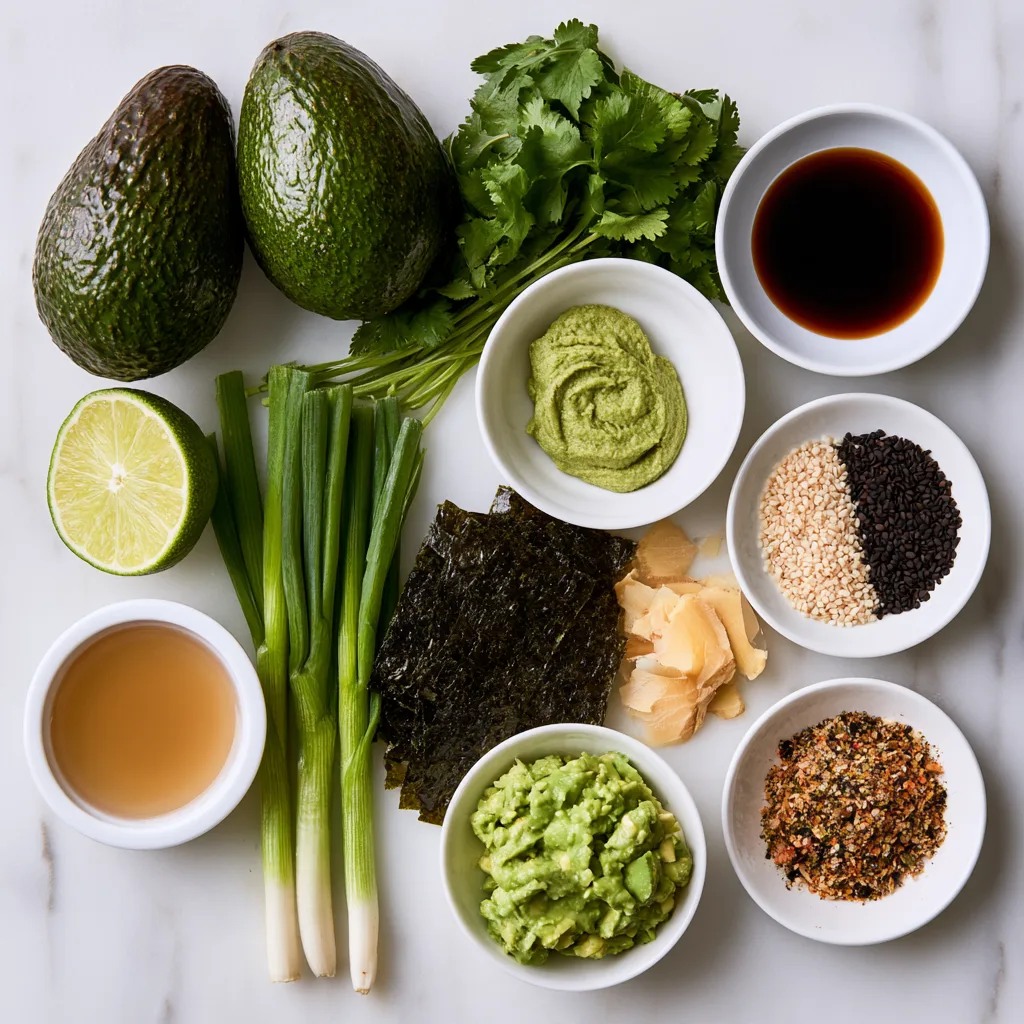 Ingredients needed to make Japanese fusion guacamole