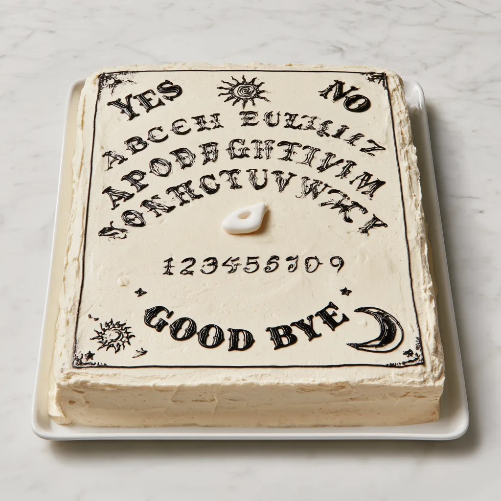 Ouija board sheet cake perfectly glazed